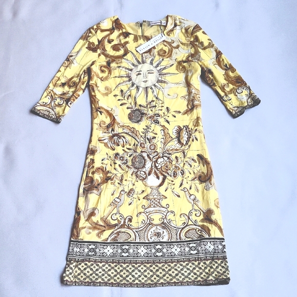 NWT$395 Alice + Olivia Delora Baroque Crew Neck Fitted Mini Dress Sz 4 (XS-S) - Picture 8 of 16